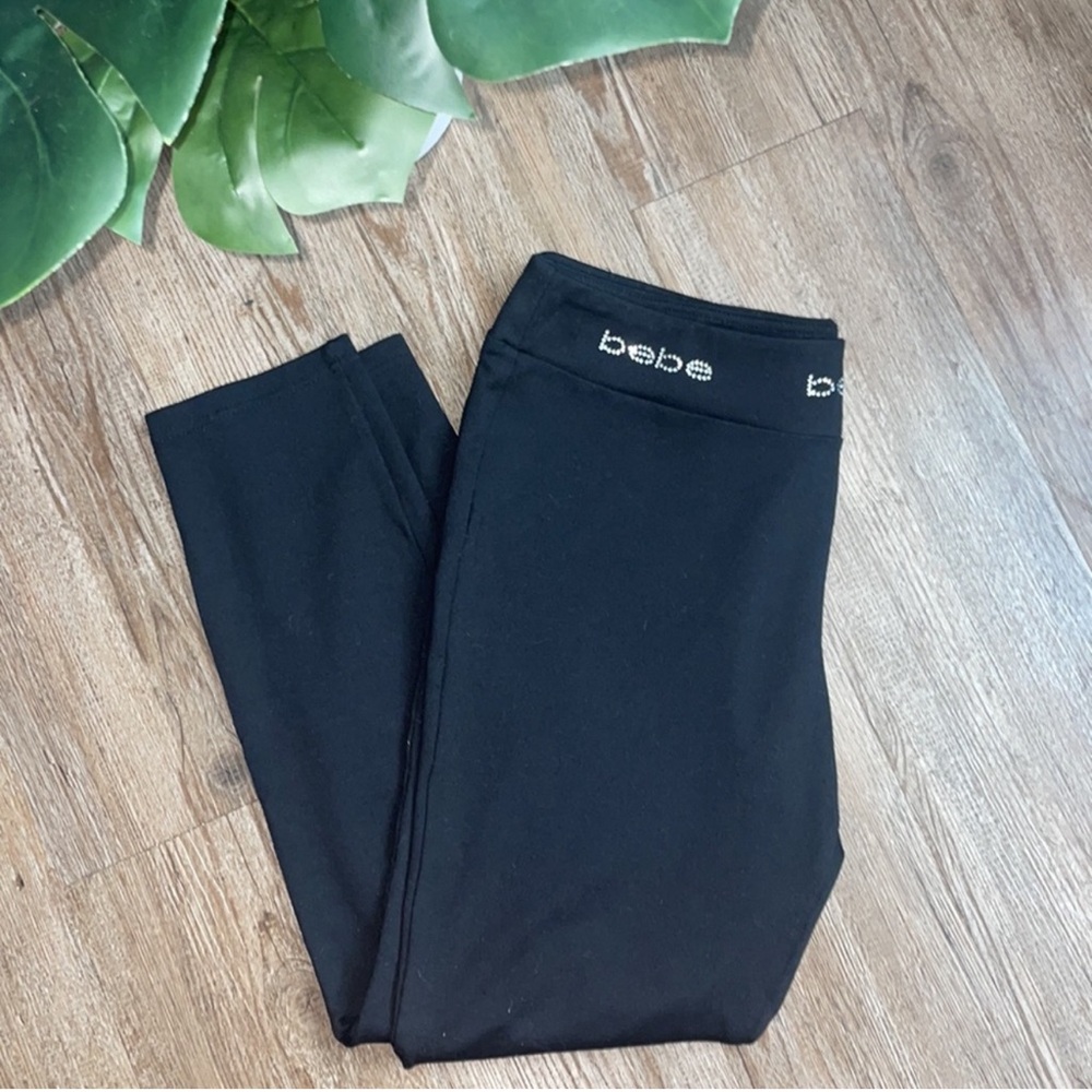 🖤Bebe Black Bling Logo Waist Leggings Size XL🖤